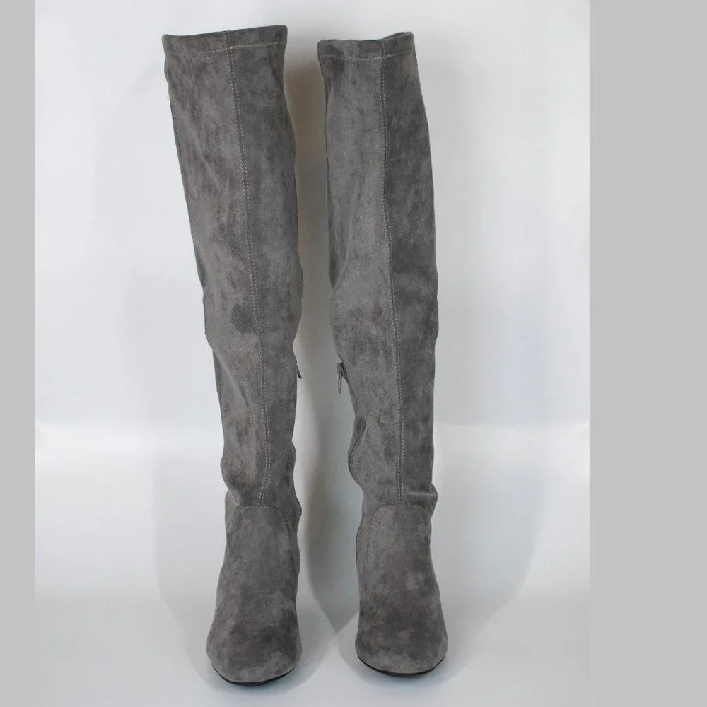 Sugar‎ Women's Gray Cushioned Ollie Almond Toe Block Heel Boots